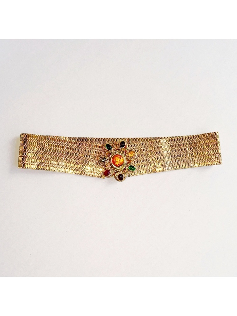 Rare CHANEL 1996 Maison Gripoix Gold tone Byzantine Mesh Belt Runway Vintage XXS
